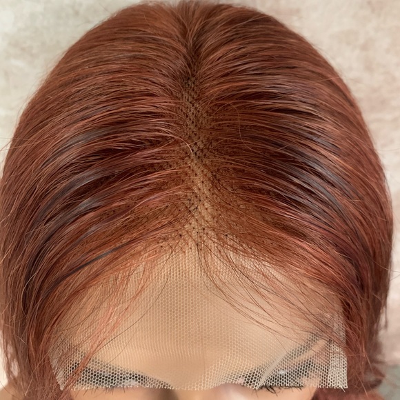 Human Hair Copper Red Bodywave Lace Closure Wig - Picture 6 of 15